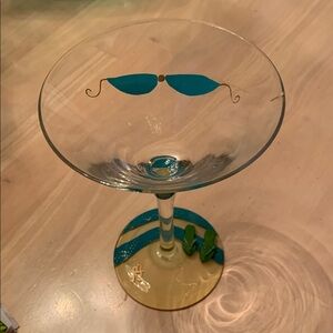 Martini Glass Signed W/ Cocktail Recipe On Bottom. Great Gift. Comes W/Bev Nap